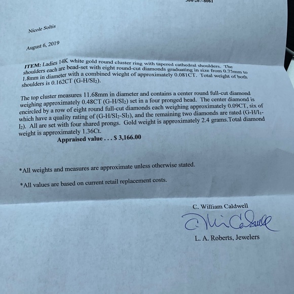 14k white gold round cluster- Engagement Ring - Picture 6 of 6